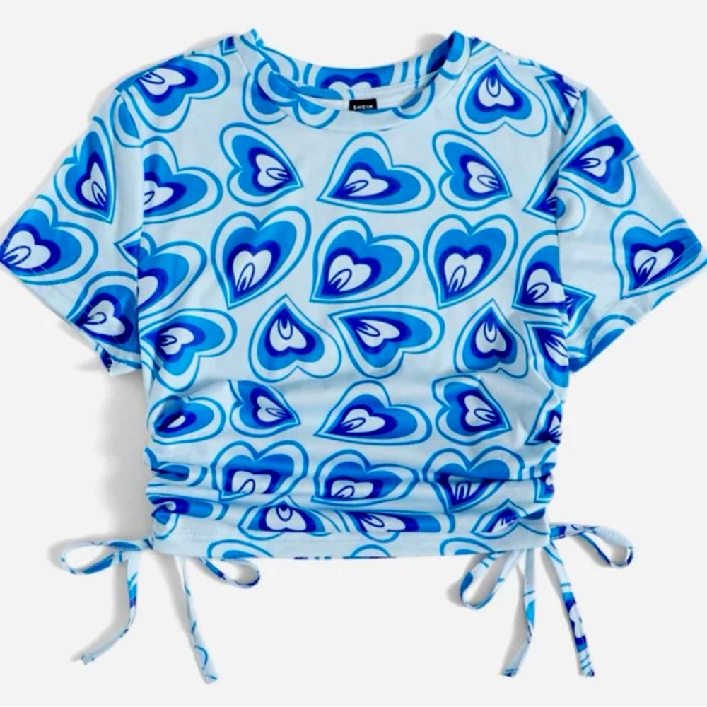 Ruched Drawstring Side Heart Top
